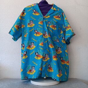 Vintage Mens Large Mickey's Mouse Splashers Camp Shirt J.G. Hook Blue Hawaiian